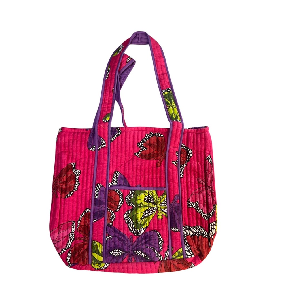The‎ Paragon Pink Butterfly Reversible Quilted Tote Bag Cotton 56909 New
